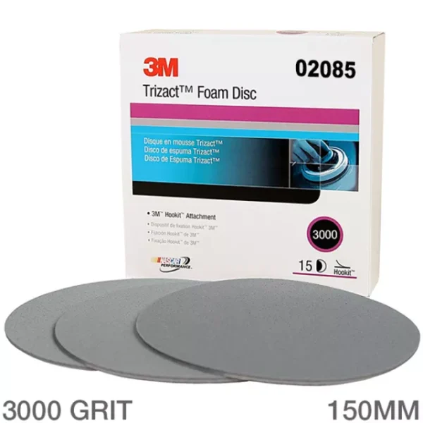 3M 2085 TRIZACT HOOKIT GREY FOAM DISC 3000 GRIT 150MM (BOX 15)